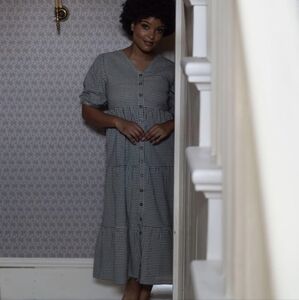Little Cottonwood Pine dress in brown gingham, medium